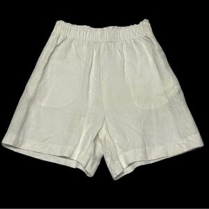 H&M White Linen Shorts Size XS High‎ Waist Pull On Pockets Clean Girl Beach